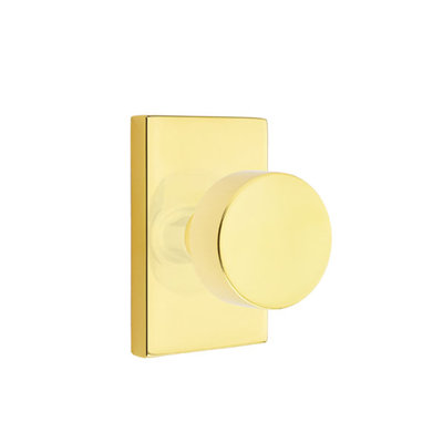 Ensemble de faux boutons Emtek avec rosette rectangulaire moderne et bouton rond