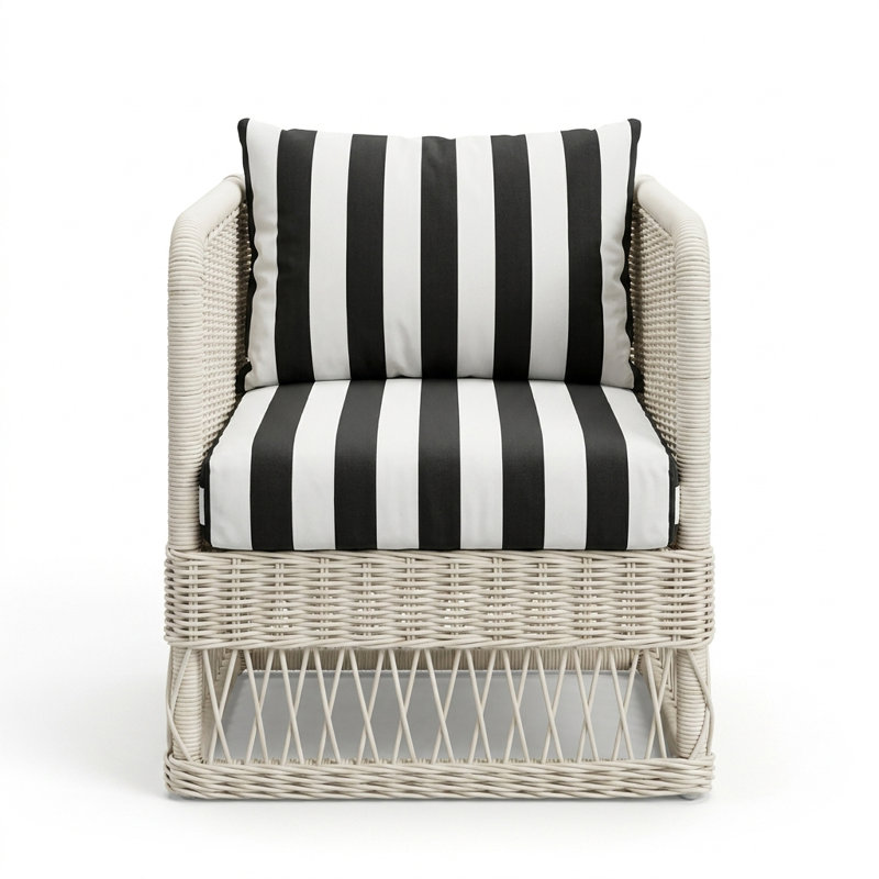 Destin Pebble Outdoor Patio Club Chairs - Canvas Cabana, Canvas Cabana, White