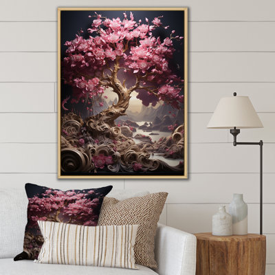 Orchidée rose jardin de branches III - art mural cerisier en fleurs