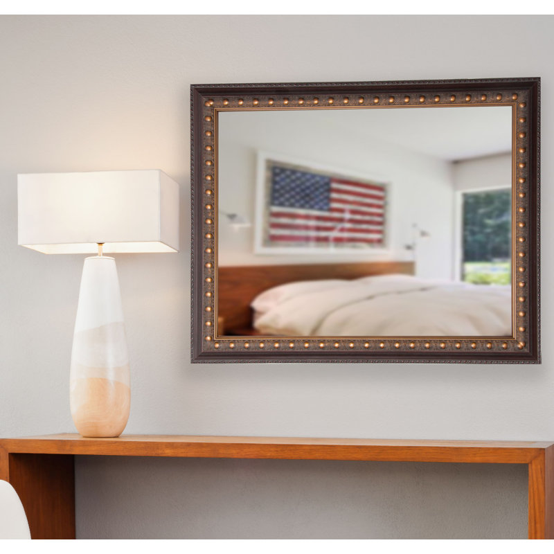 Solid Wood Flat Wall Mirror, 30.5" H x 34.5" W