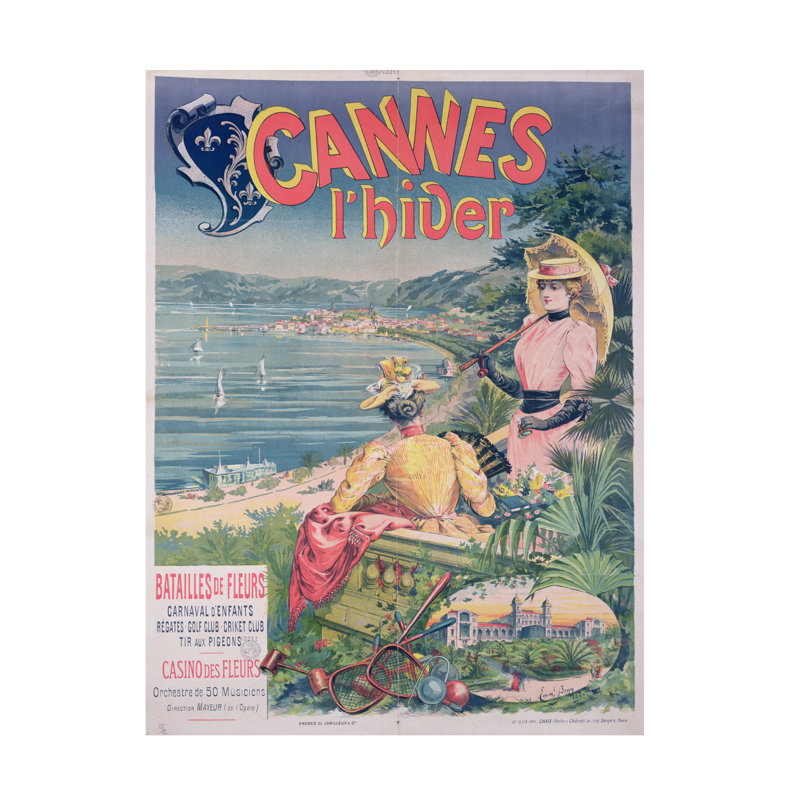 Art sur toile, "Le casino des fleurs" par Emmanuel Brun, 1892, H 47 po x l 35 po