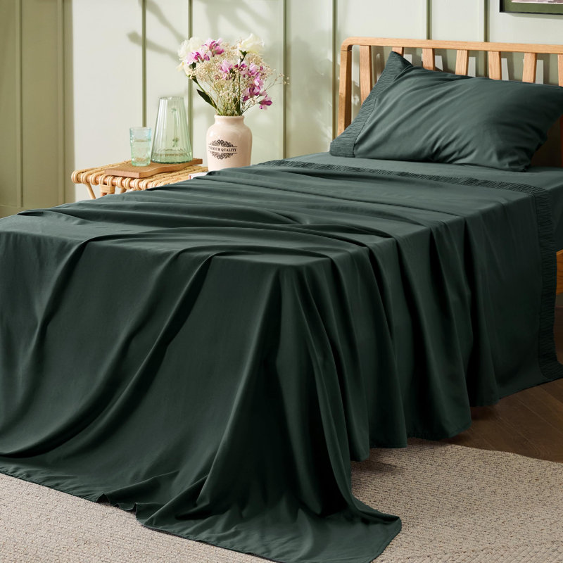 Ensemble de draps en microfibre de polyester pour literie Hotel Luxury, Grand lit , Vert forêt
