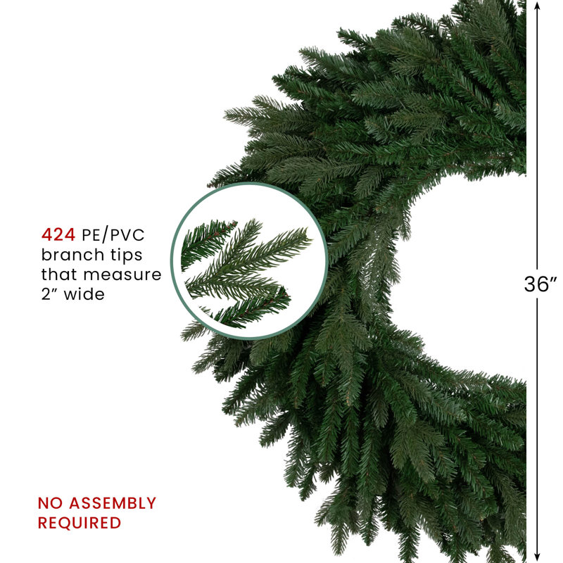Couronne de Noël artificielle en épinette Real Touch ™, 36 po, non éclairée, H 36 po x l 36 po x P 6 po