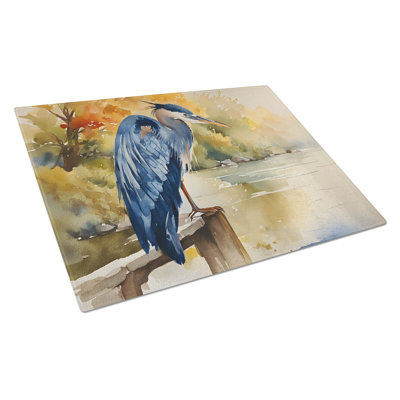 Blue Heron Glass Cutting Board Large