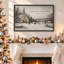 «White Church with Footprints in Snowy Winter Christmas», art mural sur toile-1843027373