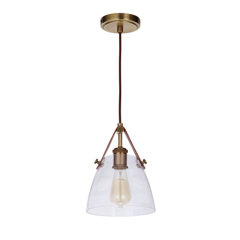 Luminaire suspendu conique à 1 lumière Fransen, Laiton rétro