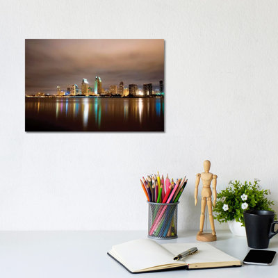 San Diego Night Panorama 1 Piece Wrapped Canvas Wall Art