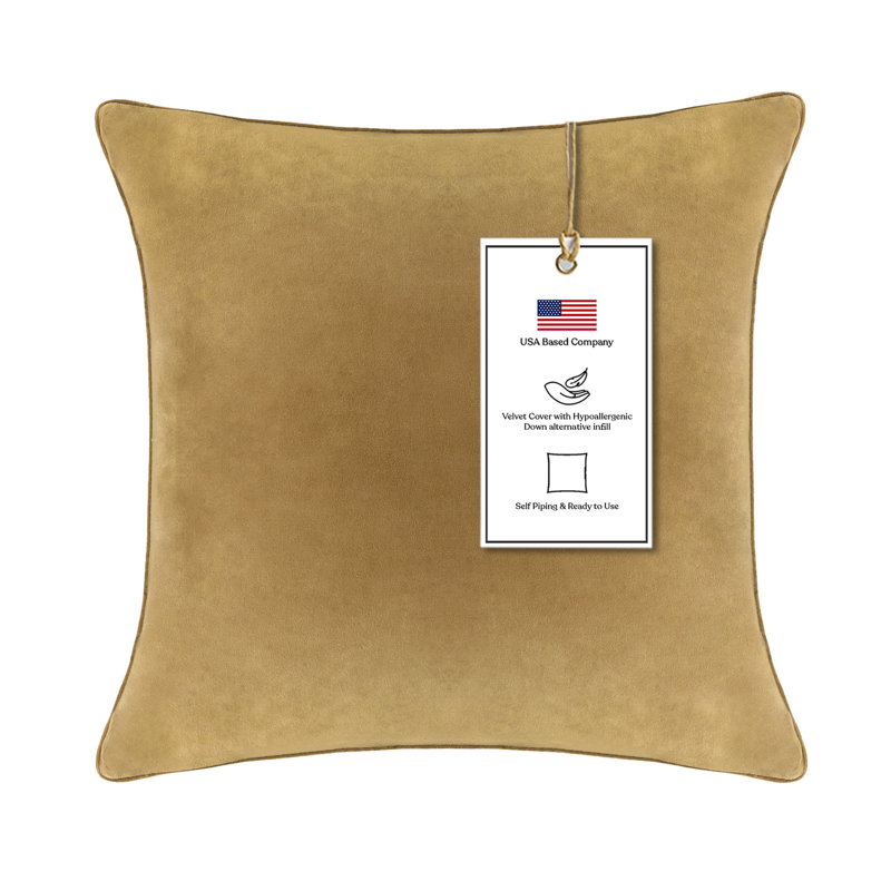 A1HC Down-Alternative Throw Pillow Insert – Velvet Cover, Hypoallergenic, Ready-to-Use (Set of 1), 24"H x 24"W, Slat Gray