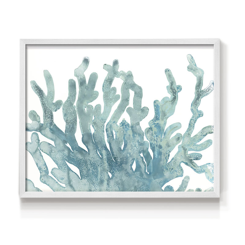 Blue Macro Coral III - Reproduction encadrée - Restickable, H 16 po x l 20 po, Blanc