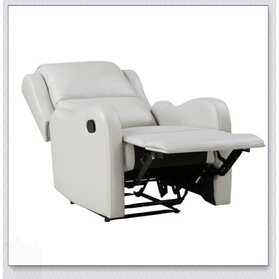Taupe Reclining Chair With Faux Leather Upholstery, Comfort Seating, And Solid Wood Frame For Living Room