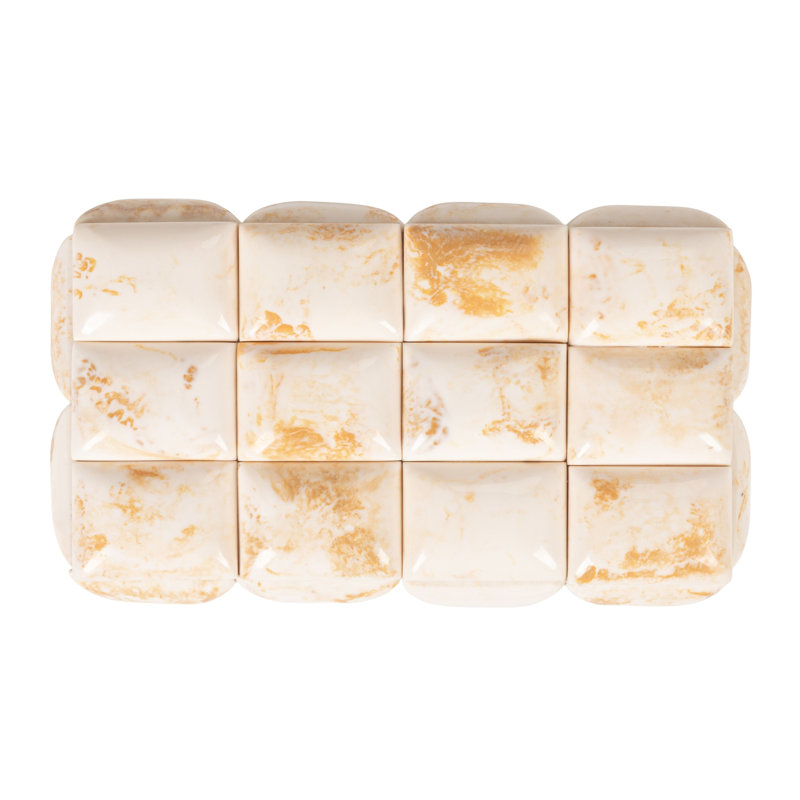 Boîte cloutée en résine marbrée, Blanc