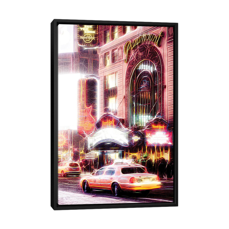 «Night Taxi», impression sur toile, H 26 po x l 18 po x P 1,5 po, Toile avec cadre noir, Pas de tapis