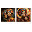 Orange orange, mère et enfant «Bond I» - ensemble d'art mural sur toile Art africain-102580665-102580668