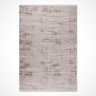 Tapis moderne / abstrait crème lavable à la machine antidérapant