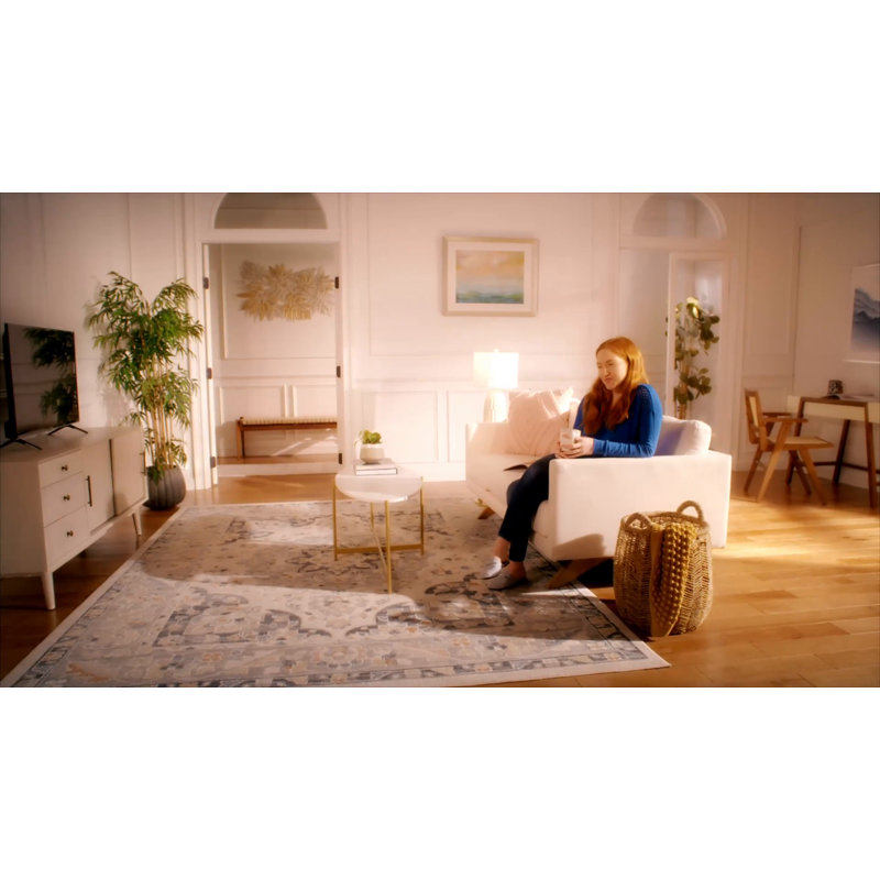 Ivory and Camel Square Synthetic Indoor/Outdoor Rug