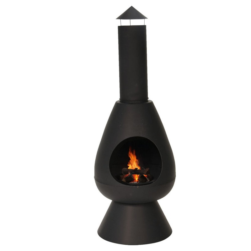 Oval Steel Wood Burning Smokeless Chimnea, Black