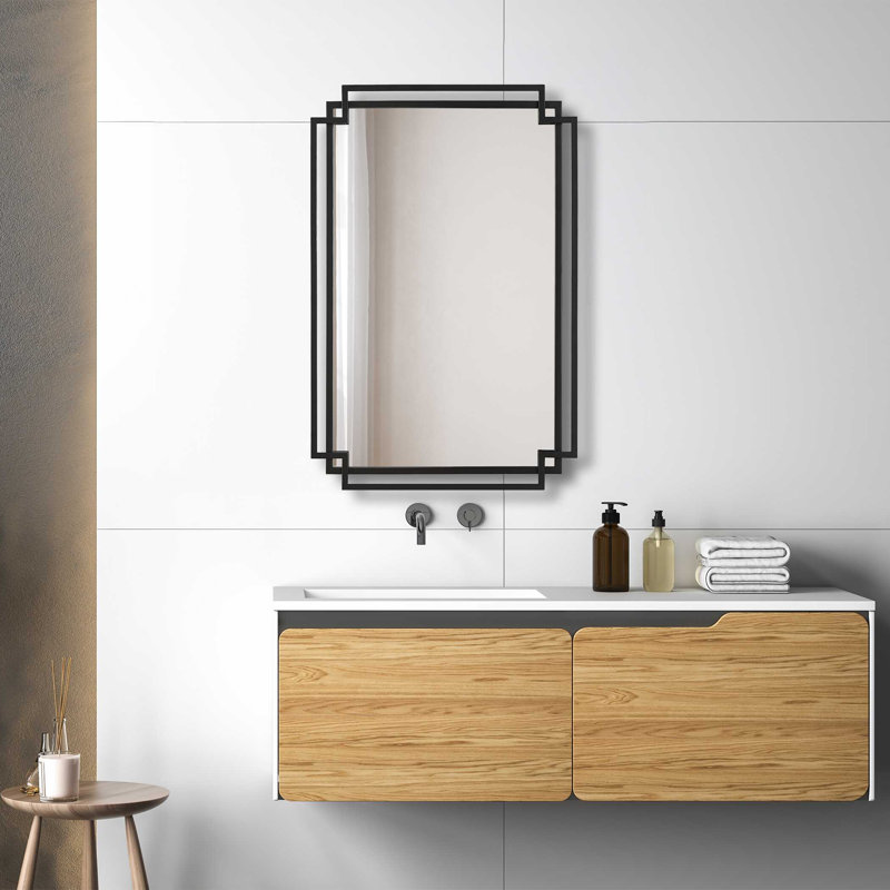 Whipe Accent Wall Mirror, Matte Black
