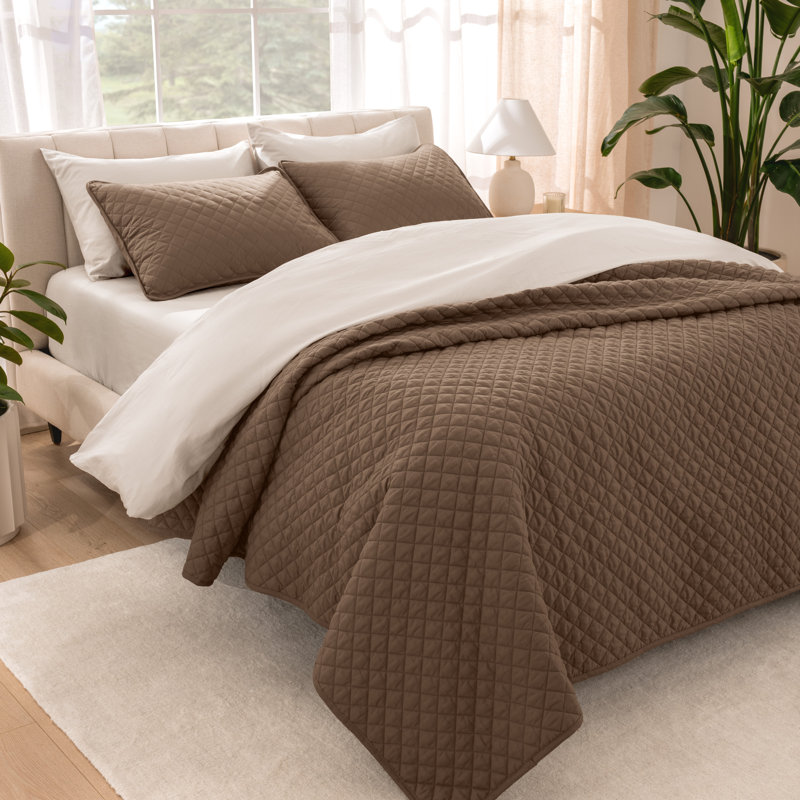Modern & Contemporary Coverlet, Cocoa, Twin/Twin XL Coverlet + 1 Standard Sham