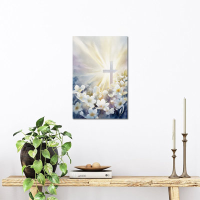 Art mural de Pâques GUTTATY, décorations murales de Pâques, impressions sur toile de Pâques pour le salon, art mural chrétien, images inspirantes de croix encadrées prêtes à être accrochées 12 po x 16 po