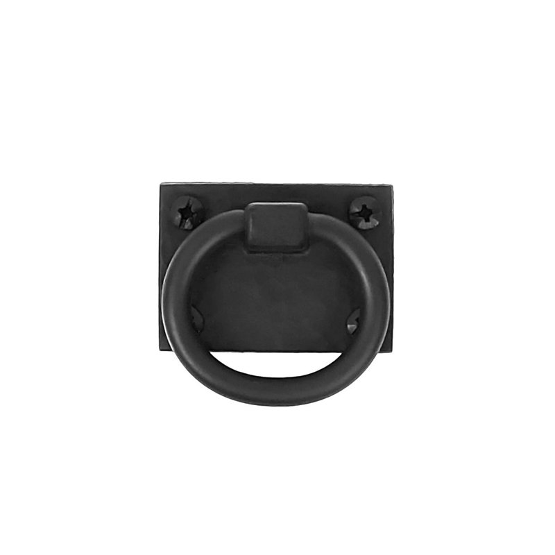 2-Inch Black Iron Square Ring Pull Cabinet Handle