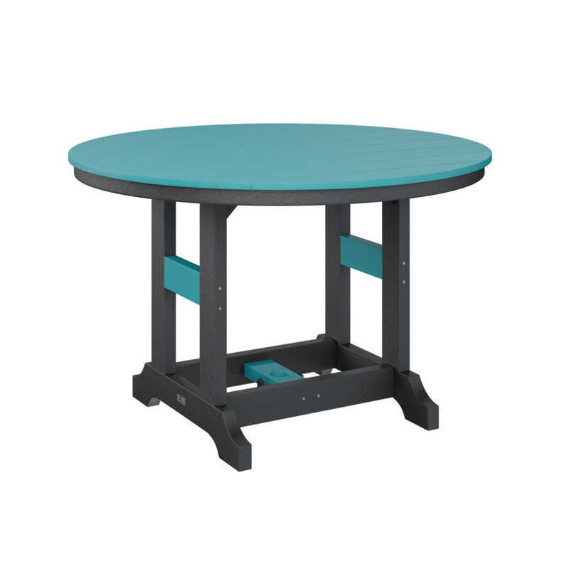 Garden Classic Outdoor Round Bar Table, Black, 39.5" H x 48" W x 48" D, Aruba Blue