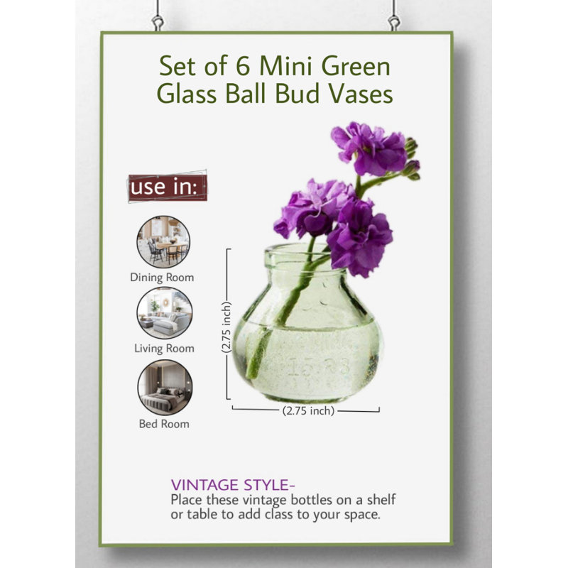 Pecic Green Indoor / Outdoor Glass Table Vase Set, 6