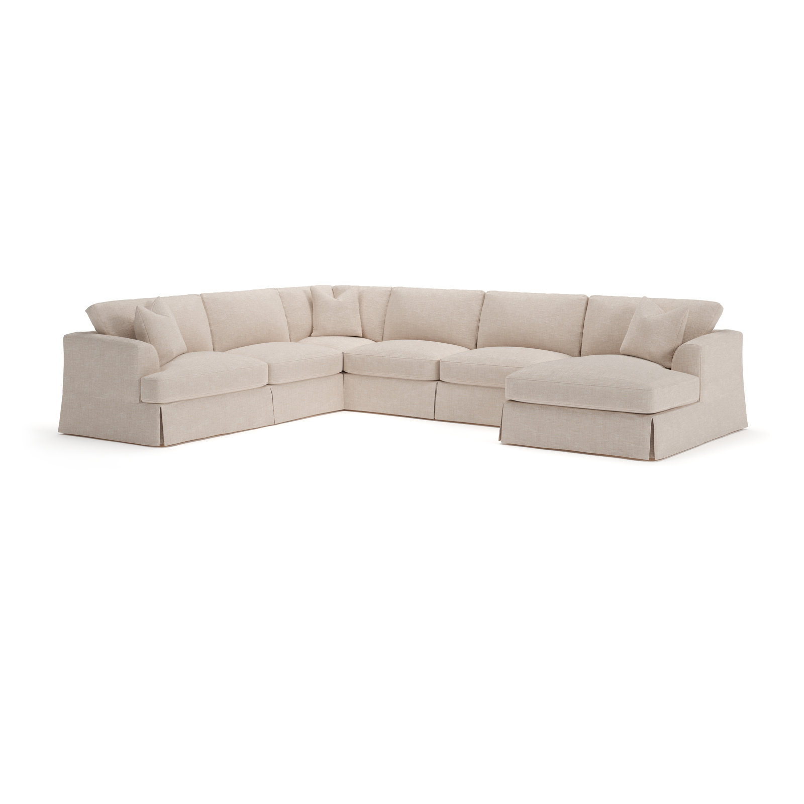 Lucia 151" W U-Shaped Sectional , Right Hand Facing, Lena Sand Performance Linen Blend