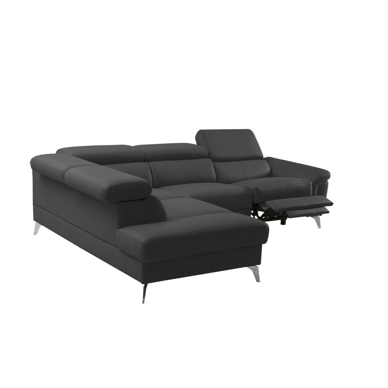 Debanos Vegan Leather Corner Sectional, Left Hand Facing, Black