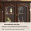 Armoire à vin en verre massif 35,42 "avec colonnes romaines sculptées, buffet de rangement multi-compartiments pour la présentation et le rangement