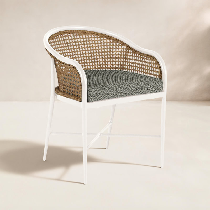 Havana Arm Chair, No Welt, Chalk/Natural Cane, Rumor Snow