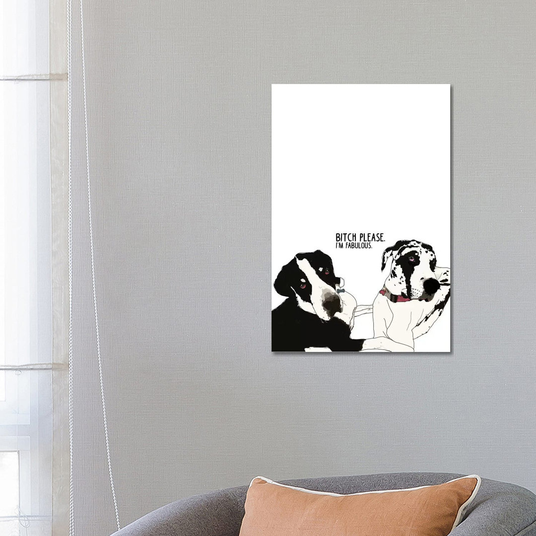 Bitch Please Deutsche Doggen von Sketch And Paws - Galerie-verpackte Leinwand Giclée