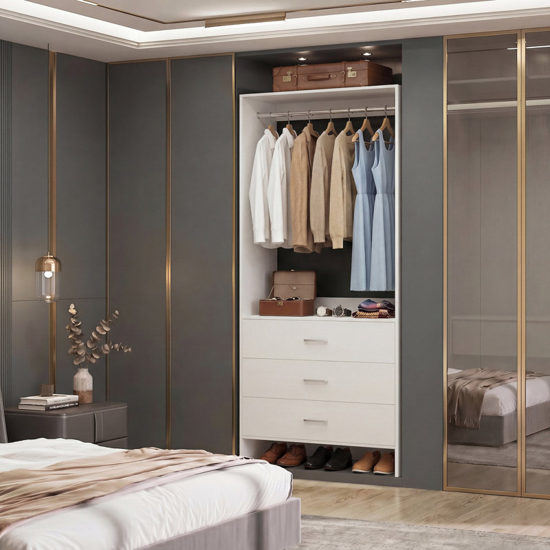 24'' W Closet System with Wooden Drawers, White