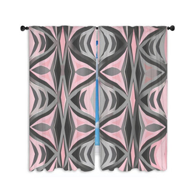 Geometrics Artwork Bathroom Polyester Room Darkening Curtain Pair