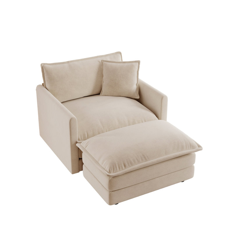 Fauteuil club moderne avec repose-pieds en chenille café moderne avec repose-pieds, coin lecture, coin lecture