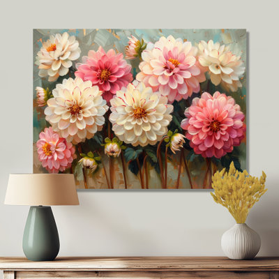 Pink Green Petite Petals Dahlia - Dahlia Wall Art