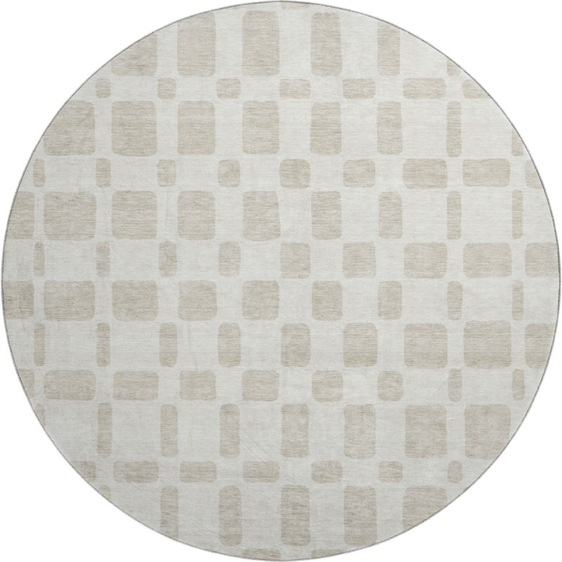 Tapis ivoire Prisco lavable à la machine de qualité supérieure, Rond 8 pi