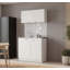 Ensemble de meubles de cuisine Millwood Pines Ashura 39,3 po (100 cm) de largeur, en bois fabriqué, comprenant un meuble sous-évier et un meuble haut, blanc.-121417048