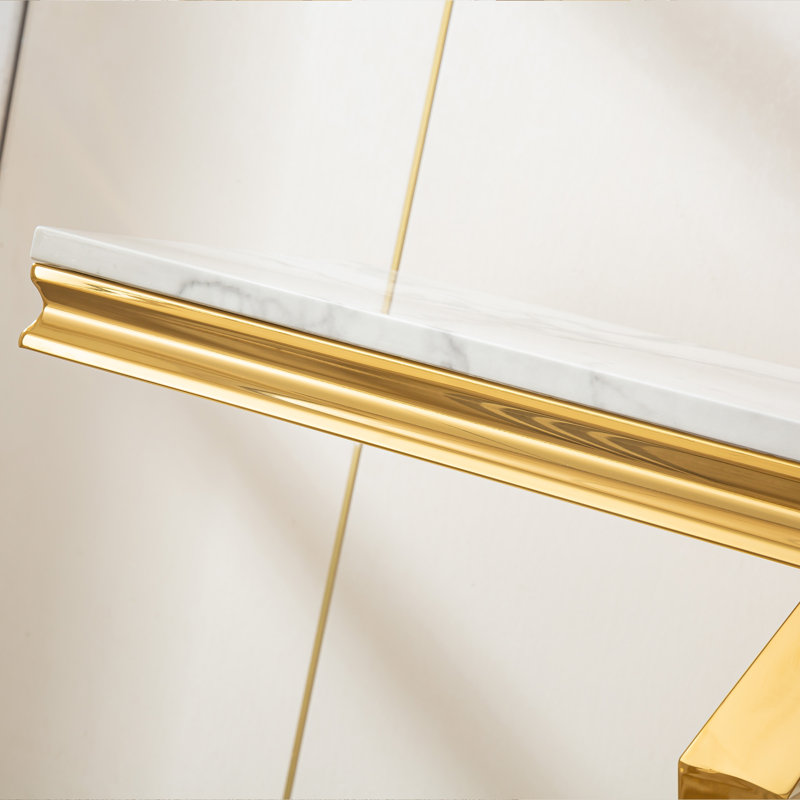 Bomen 46.85'' Console Table, White, Golden