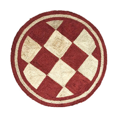 Geometric Tufted Cotton/Jute Red Area Rug