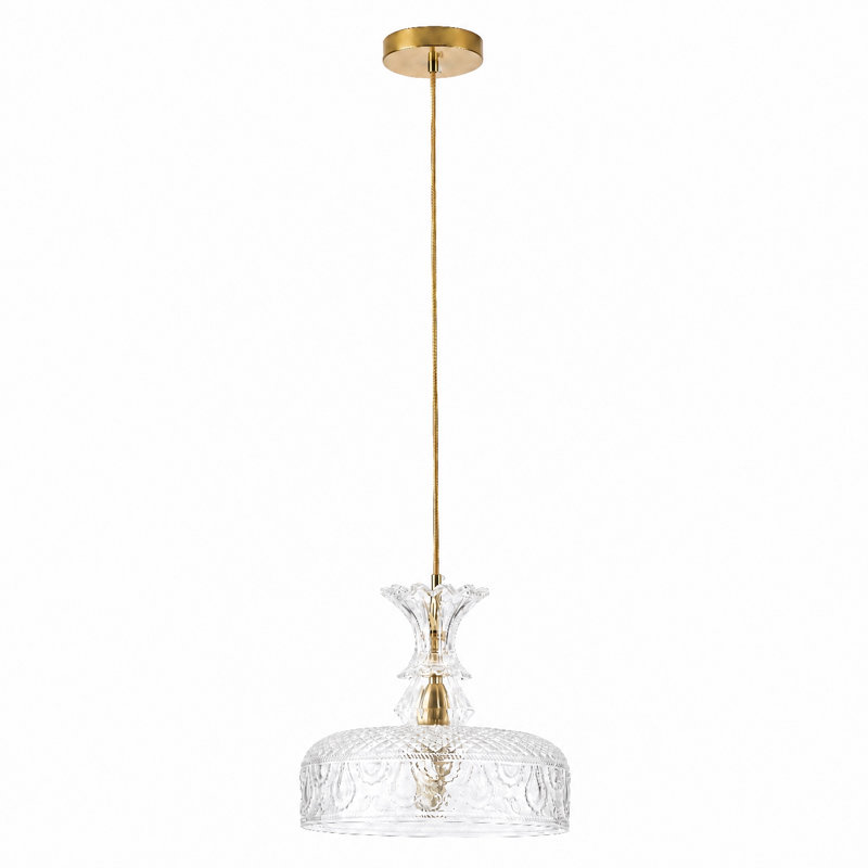 Luminaire suspendu en forme de dôme en verre transparent à 1 lumière