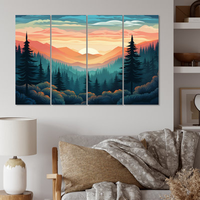 Hallene - Paysage de montagnes, reproduction d'art murale - 4 panneaux