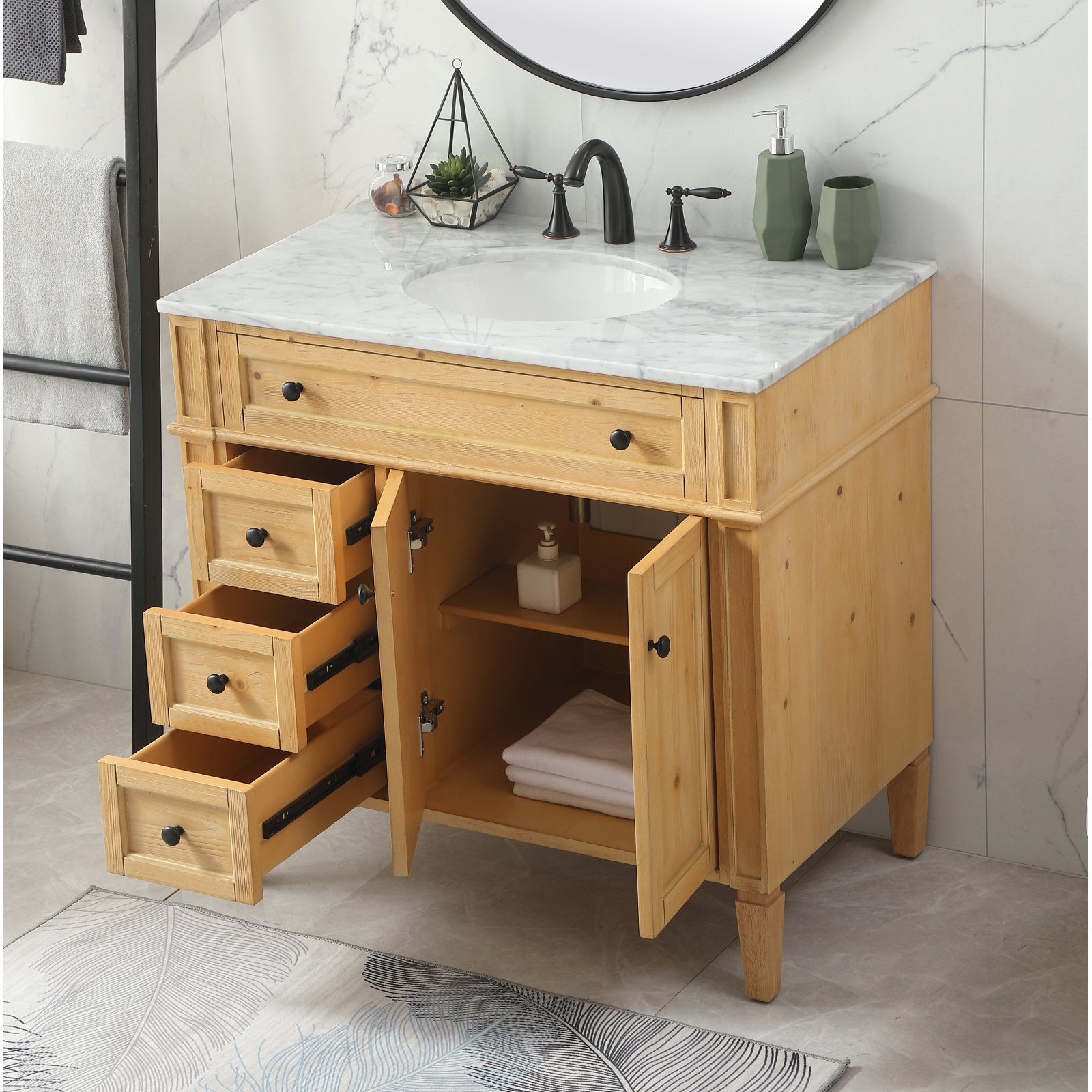 Rivers 36'' Single Bathroom Vanity, Natural Wood