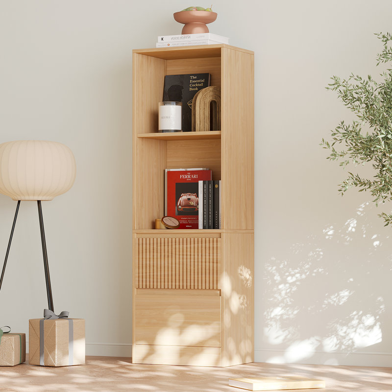 2-Tier Cube Bookshelf Storage Cabinet With Double Drawer And Shelf