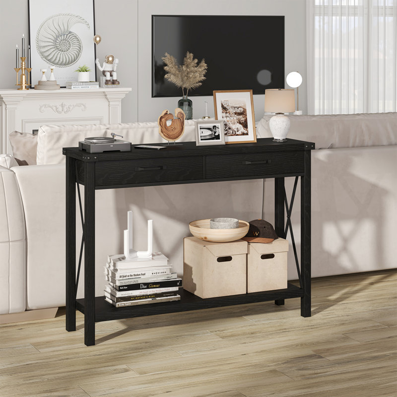 110 cm W Console Table, Black/Black