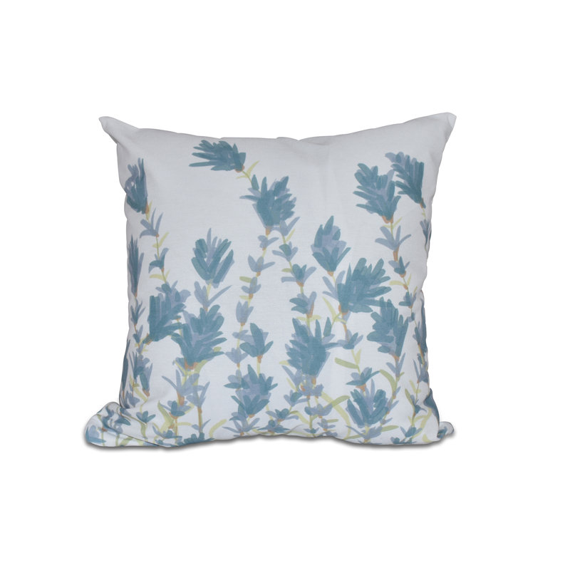 Botanical Blooms Floral Outdoor Reversible Throw Pillow, 18" H x 18" W, Blue
