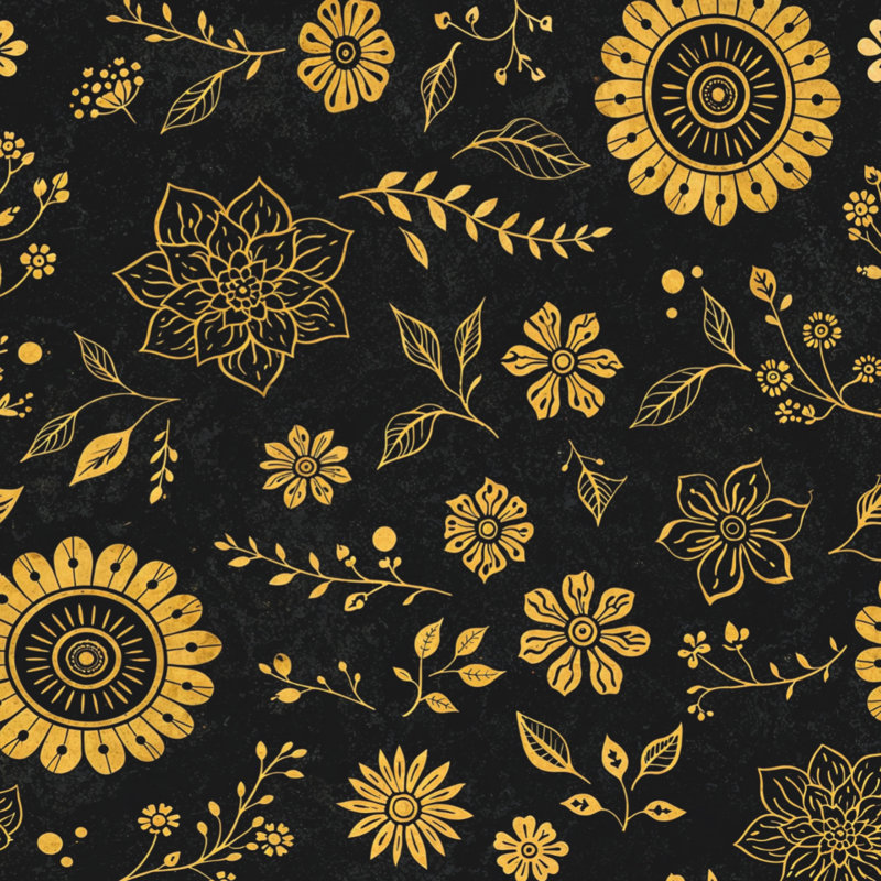 Tapis de bain à motifs floraux, 24 po L x 17 po L, Black Gold