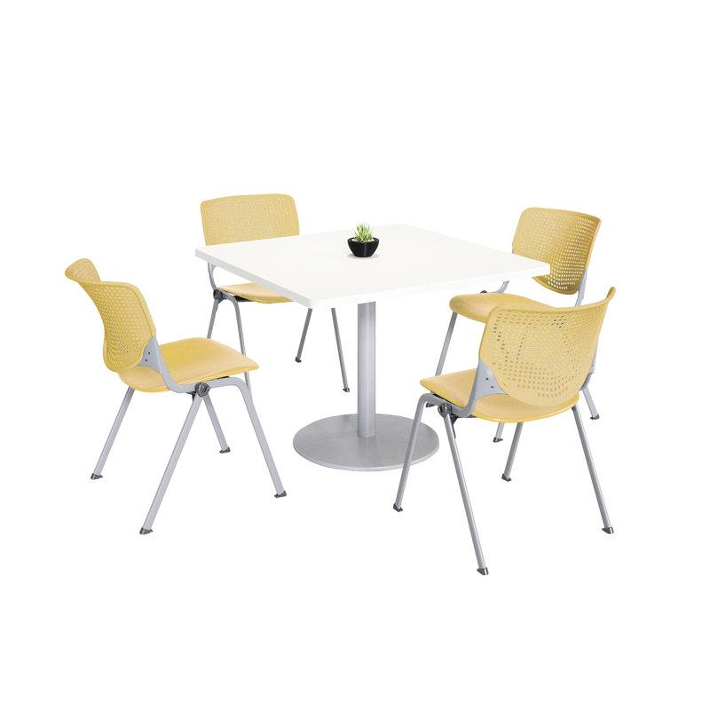 Ensemble de table de salle à manger et de chaise Kool Mode, Jaune, H 29 po x L 42 po x l 42 po, Blanc
