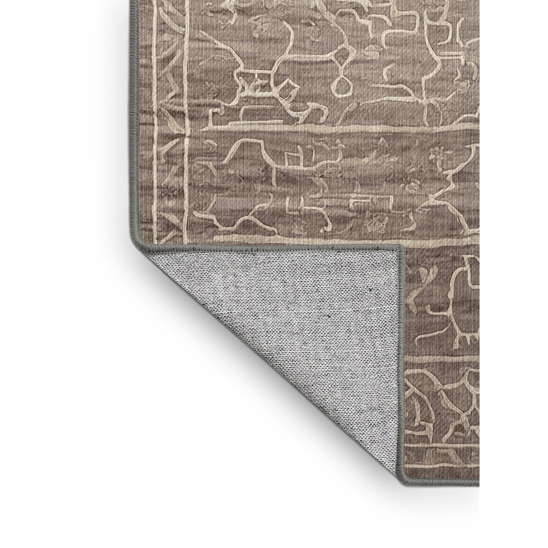 Machine Washable Gray Area Rug, Rectangle 4' x 6'