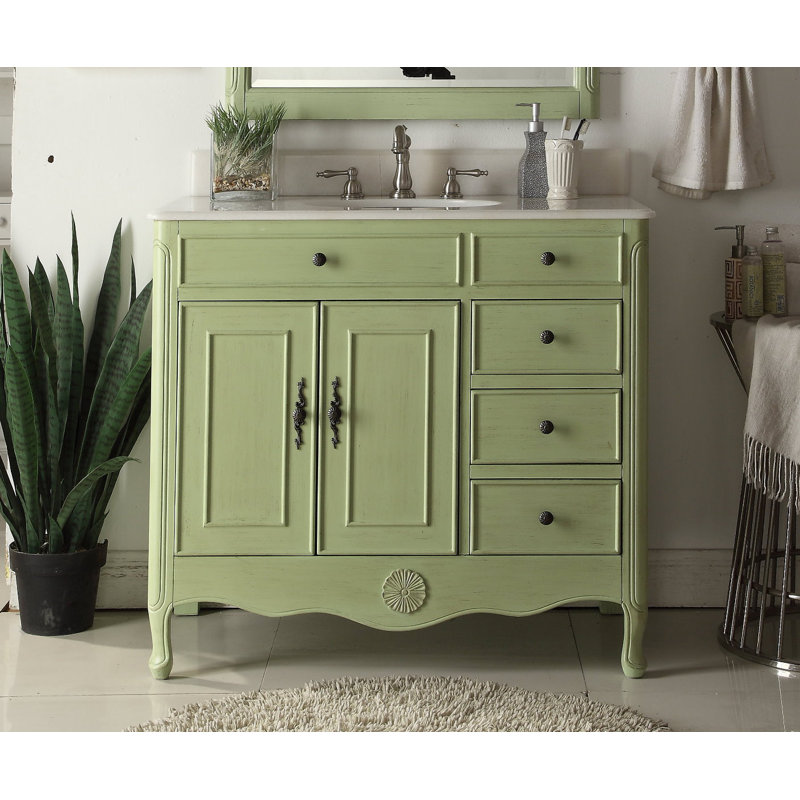 Ensemble de meuble-lavabo simple 38 po Medina, Vert vieilli