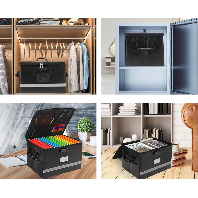 File Organizer, Fireproof File Box with Lids, Important Document Organizer Box with Lock